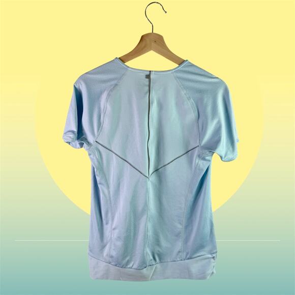 Nike FitDry Women's Large Light Blue V Neck S/S Running Athletic Top Shirt - Picture 2 of 9